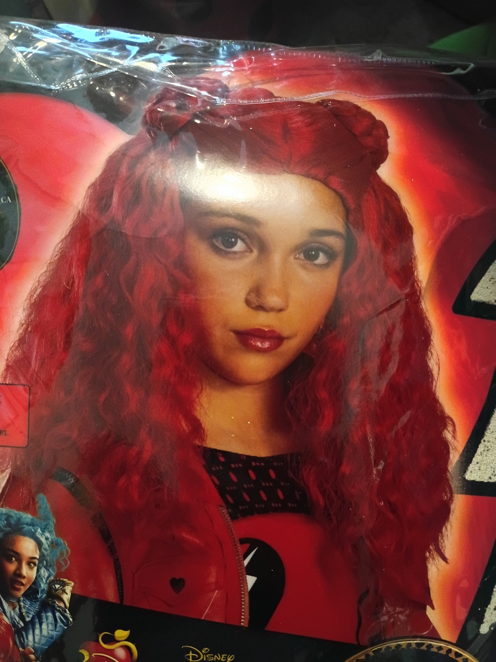 Descendants Character Wig  Disney Bright Red Crimped Long Wig with Braided Crown